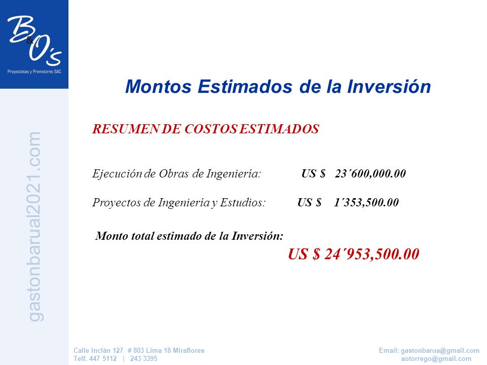 Montos Estimados de la Inversión