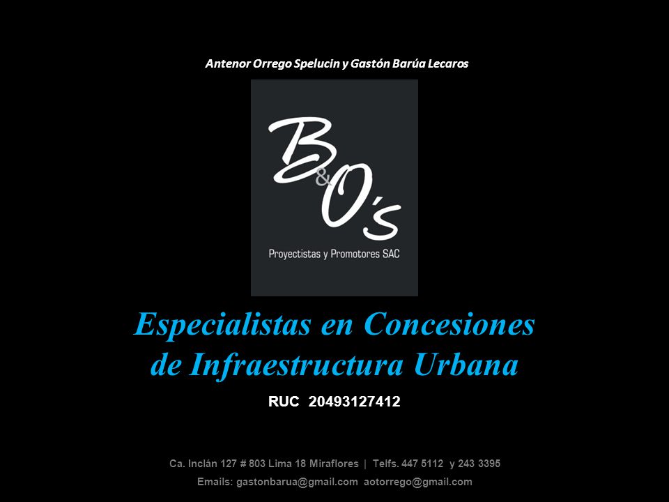 Especialistas en Concesiones de Infraestructura Urbana
