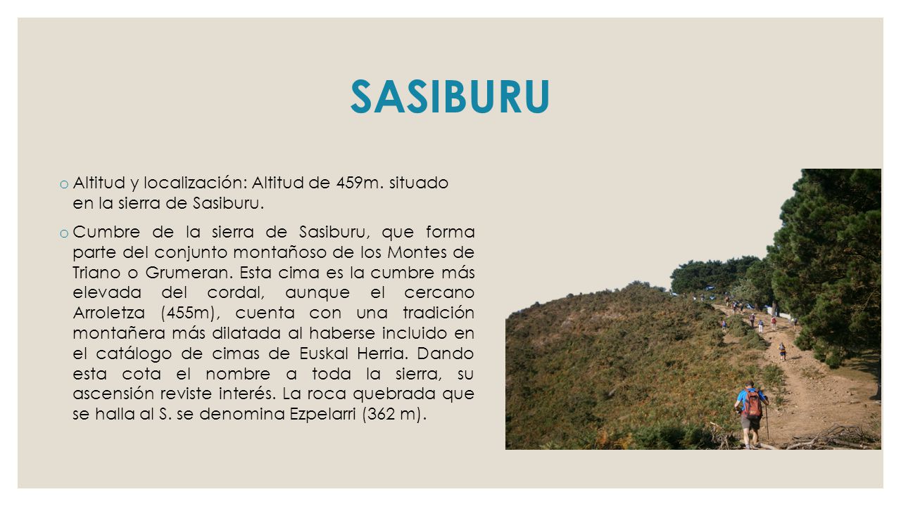 SASIBURU Altitud y localización: Altitud de 459m. situado en la sierra de Sasiburu.