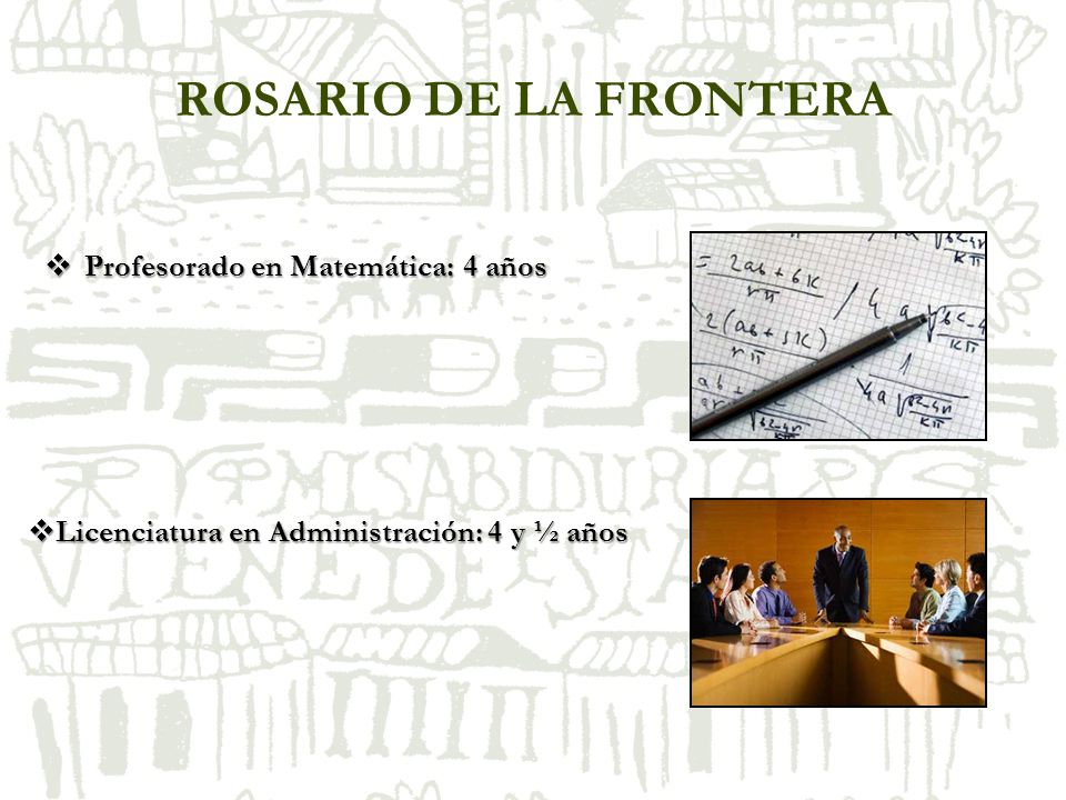ROSARIO DE LA FRONTERA Profesorado en Matemática: 4 años