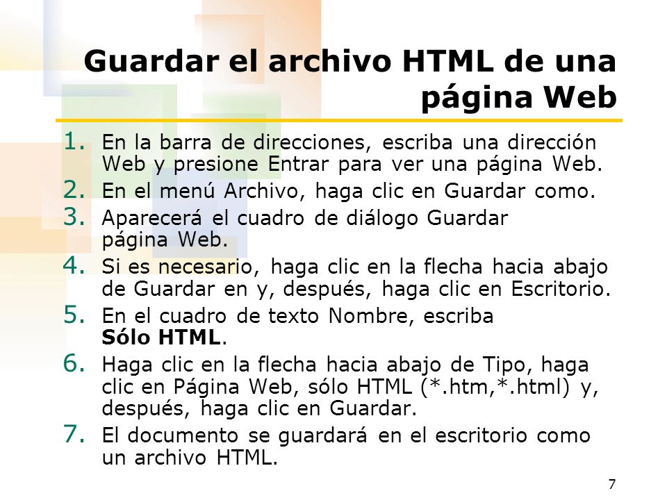 Guardar el archivo HTML de una página Web