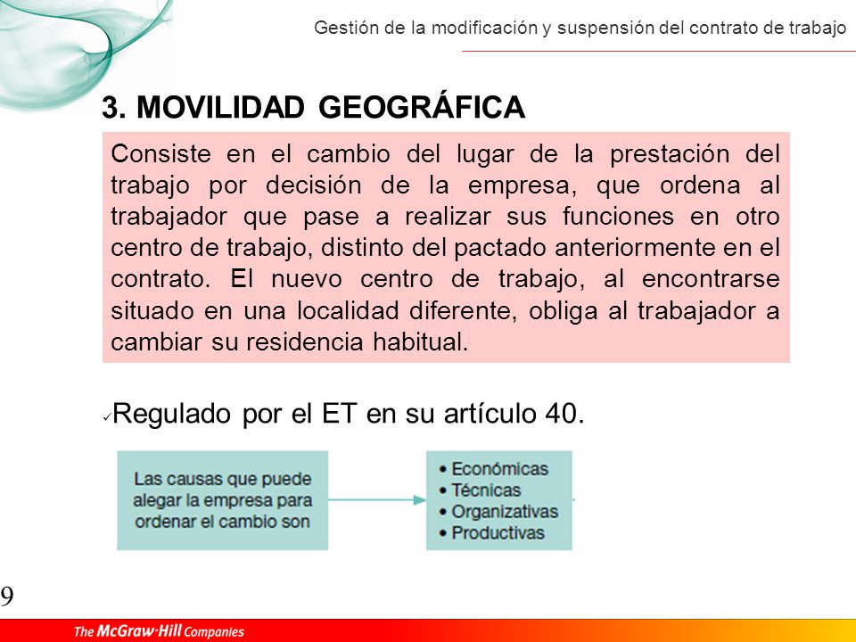3. MOVILIDAD GEOGRÁFICA Regulado por el ET en su artículo 40.