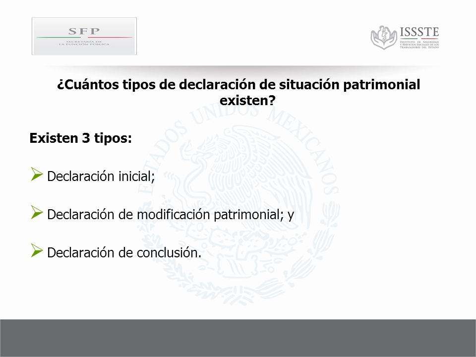 ¿Cuántos tipos de declaración de situación patrimonial existen
