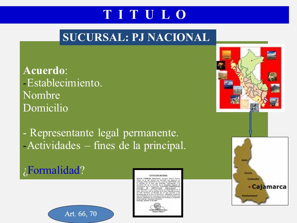 T I T U L O SUCURSAL: PJ NACIONAL Acuerdo: Establecimiento. Nombre