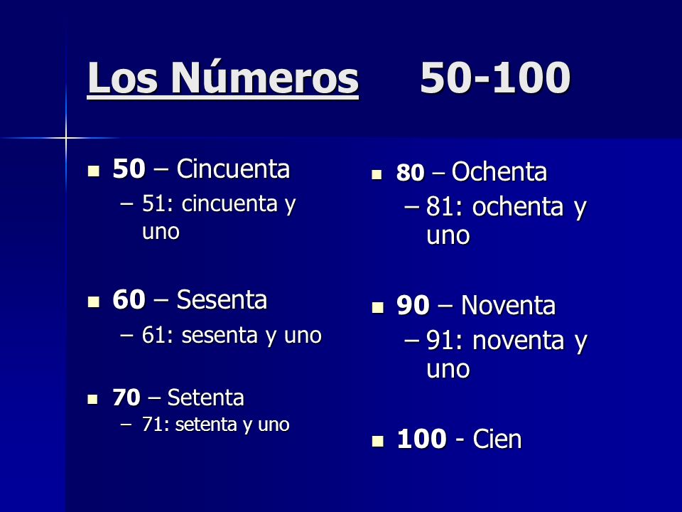 Los Números – Cincuenta 81: ochenta y uno 60 – Sesenta