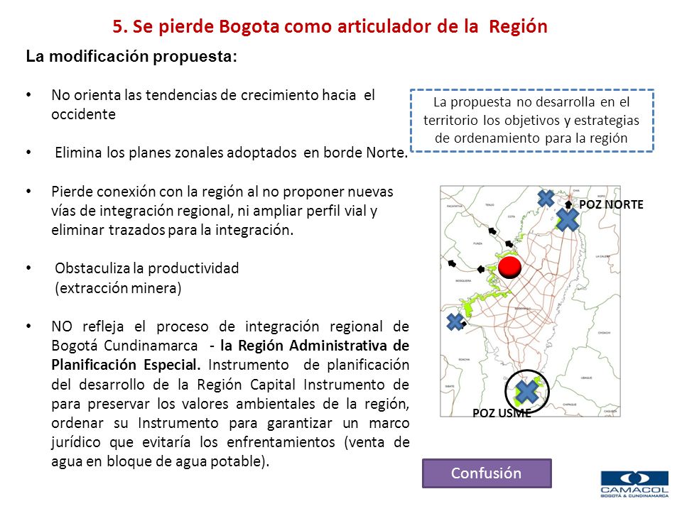 5. Se pierde Bogota como articulador de la Región