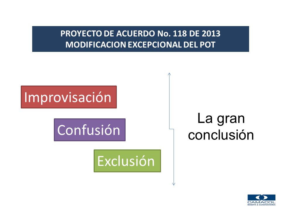 PROYECTO DE ACUERDO No. 118 DE 2013 MODIFICACION EXCEPCIONAL DEL POT