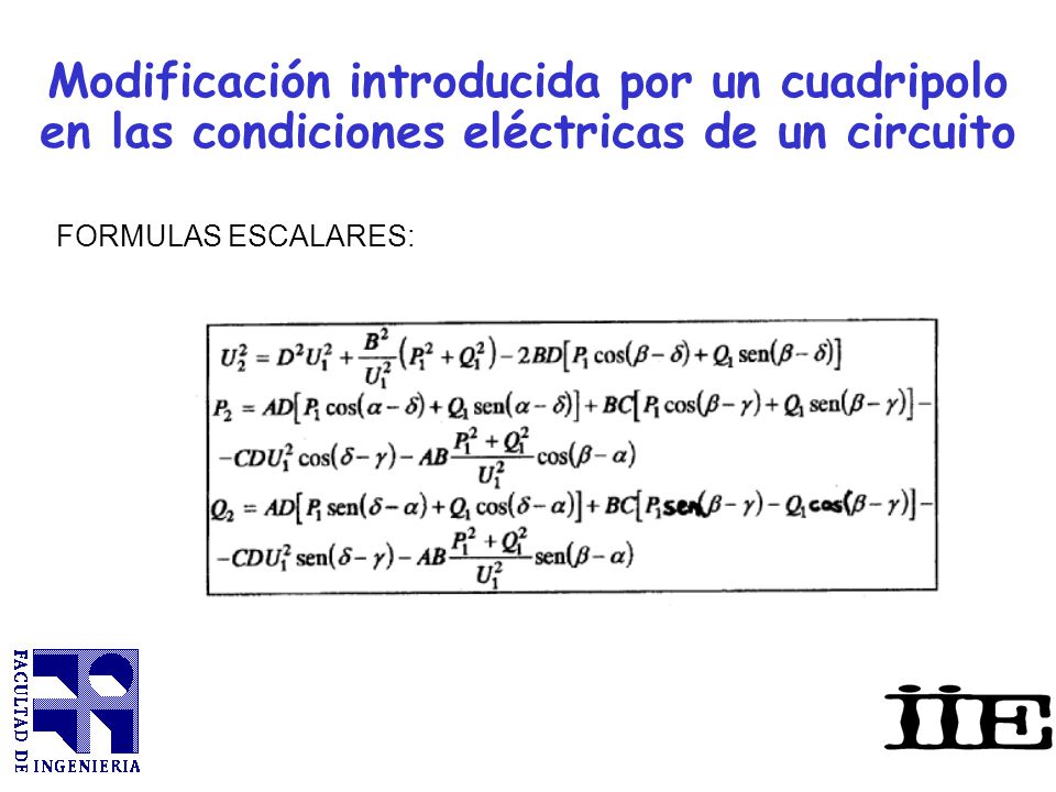 Modificación introducida por un cuadripolo en las condiciones eléctricas de un circuito