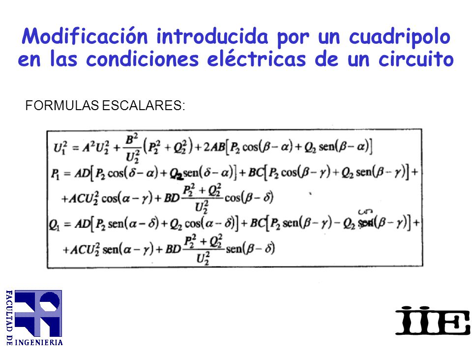Modificación introducida por un cuadripolo en las condiciones eléctricas de un circuito