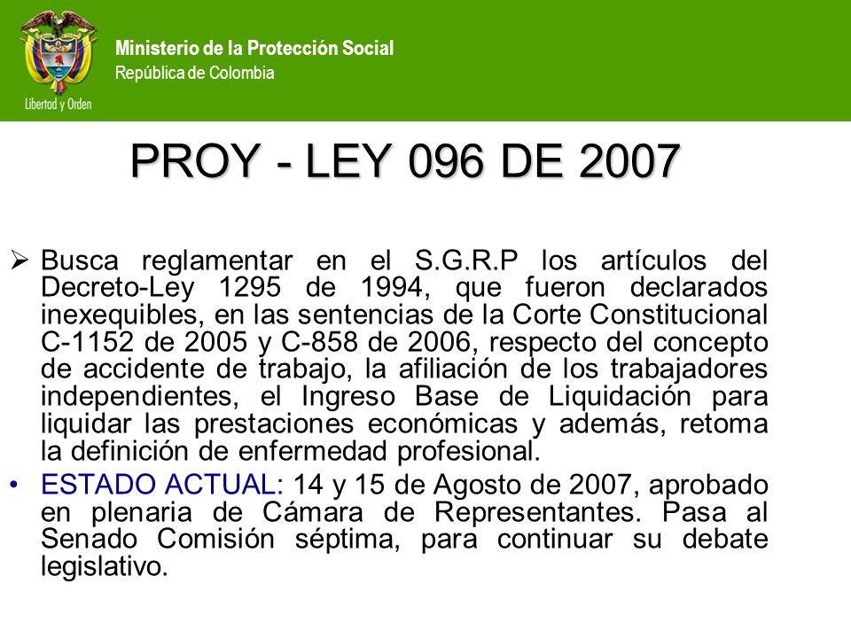 PROY - LEY 096 DE 2007