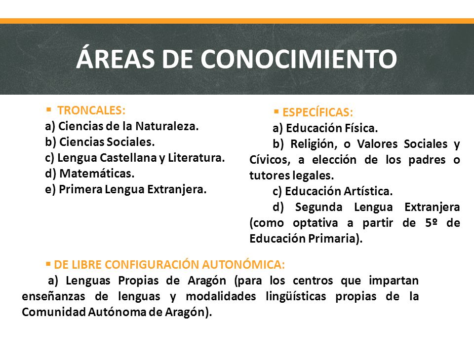ÁREAS DE CONOCIMIENTO  ESPECÍFICAS:  TRONCALES: a) Educación Física.