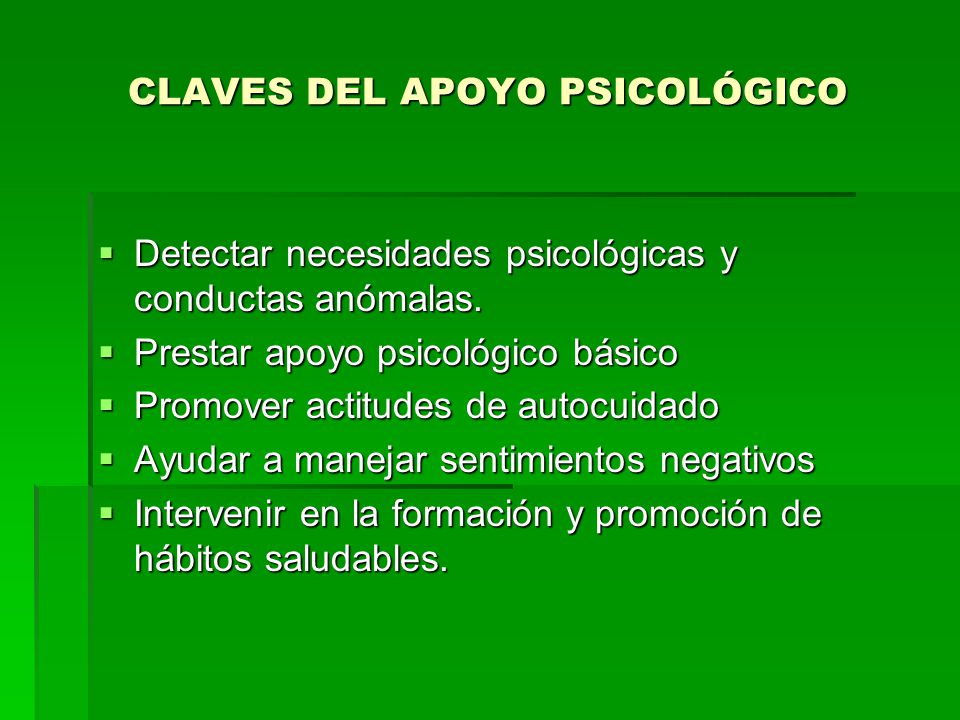 CLAVES DEL APOYO PSICOLÓGICO