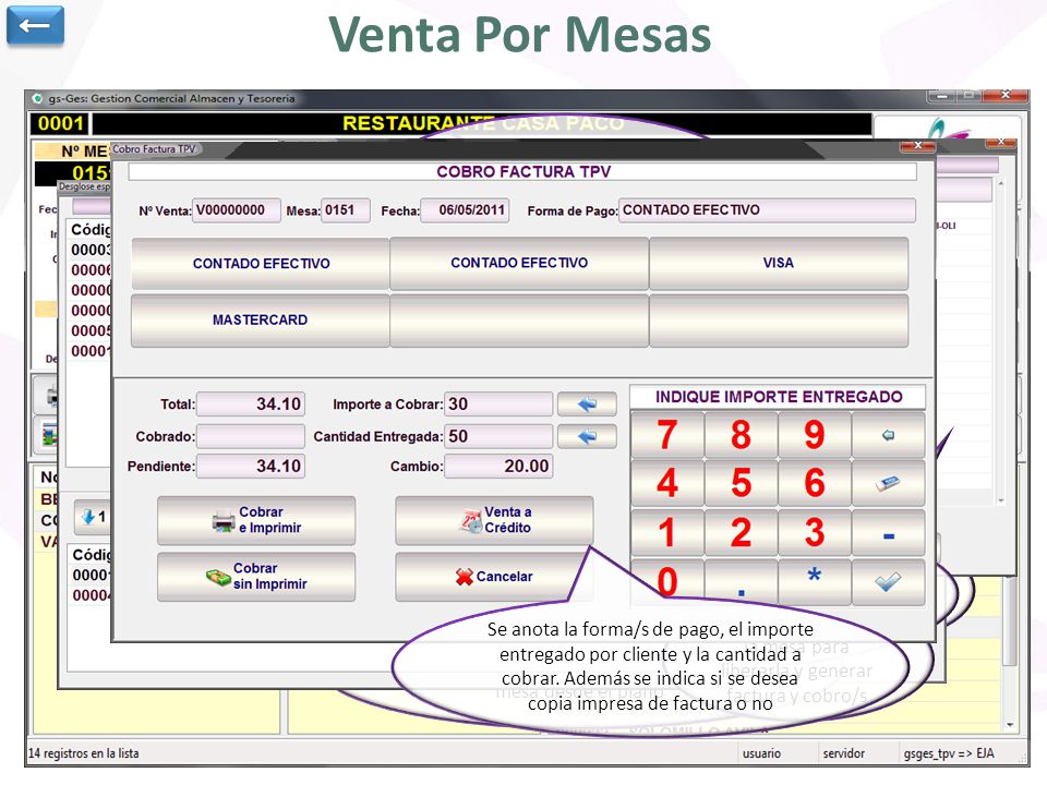 ← Venta Por Mesas. Posibilidad de bloqueo de tpv y también de ver los productos con imágenes o listas.