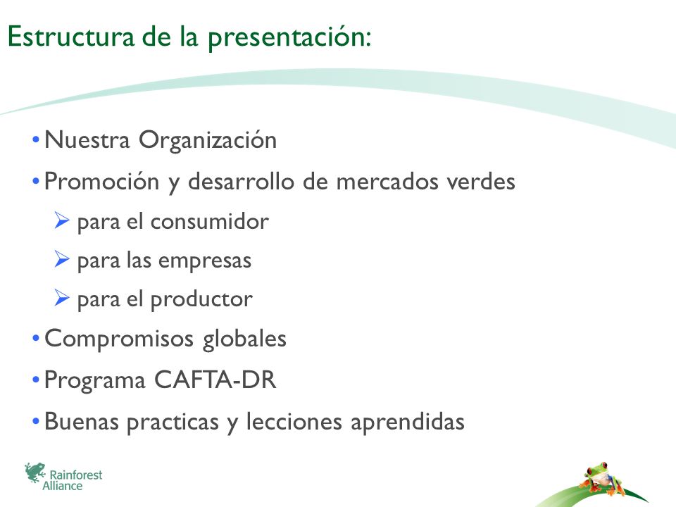 Estructura de la presentación: