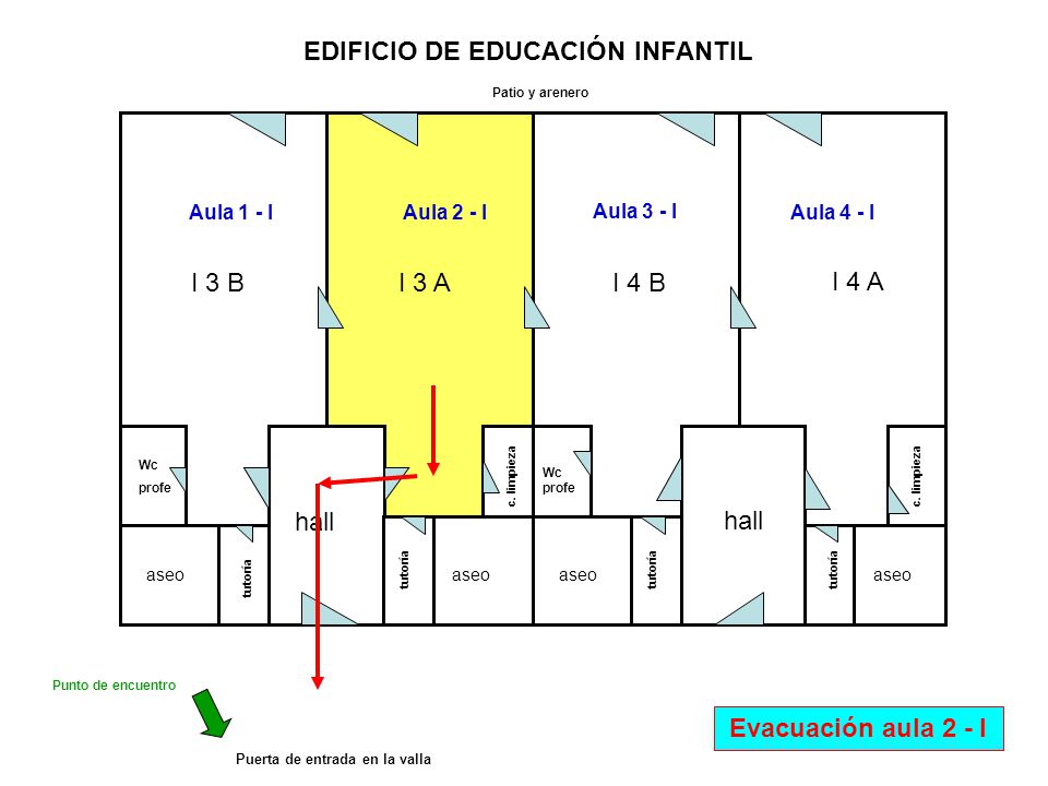 EDIFICIO DE EDUCACIÓN INFANTIL Puerta de entrada en la valla