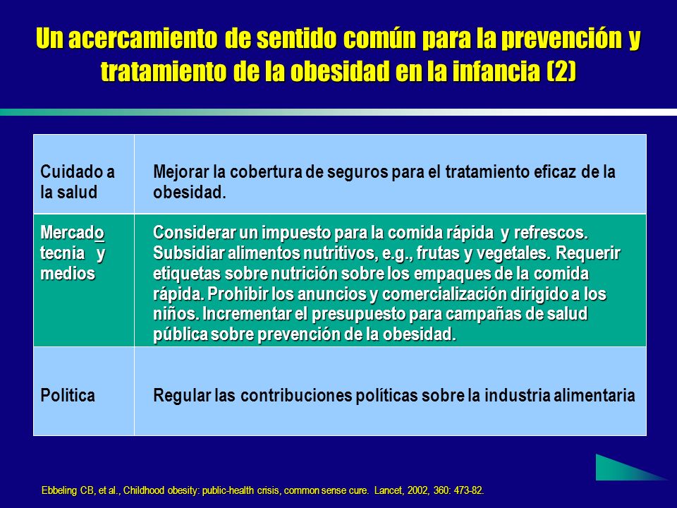 Un acercamiento de sentido común para la prevención y tratamiento de la obesidad en la infancia (2)