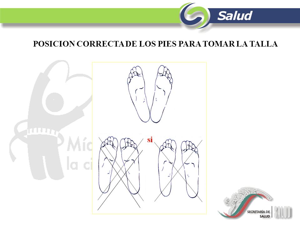 POSICION CORRECTA DE LOS PIES PARA TOMAR LA TALLA