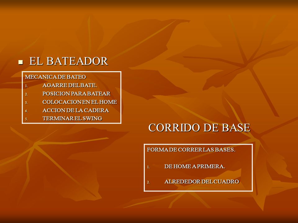 EL BATEADOR CORRIDO DE BASE MECANICA DE BATEO AGARRE DEL BATE.