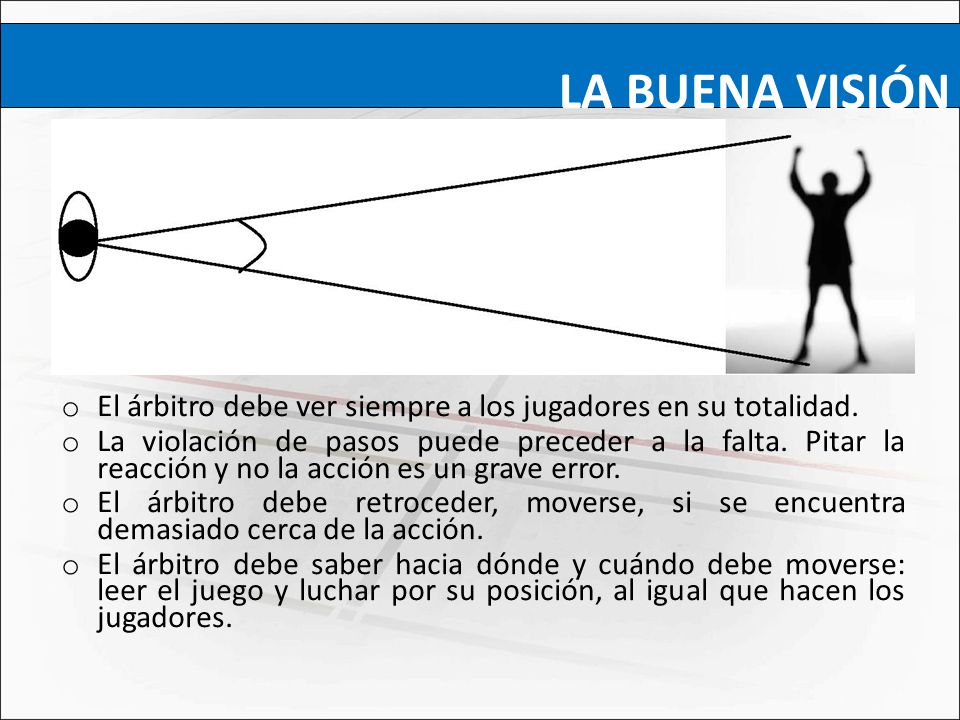 LA BUENA VISIÓN El árbitro debe ver siempre a los jugadores en su totalidad.