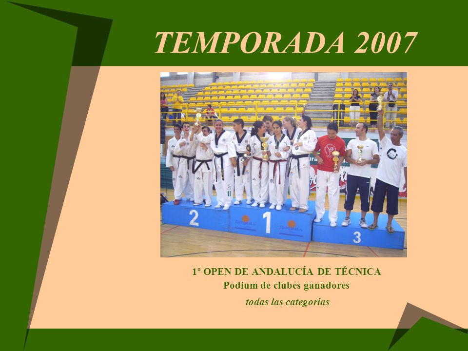 1º OPEN DE ANDALUCÍA DE TÉCNICA Podium de clubes ganadores