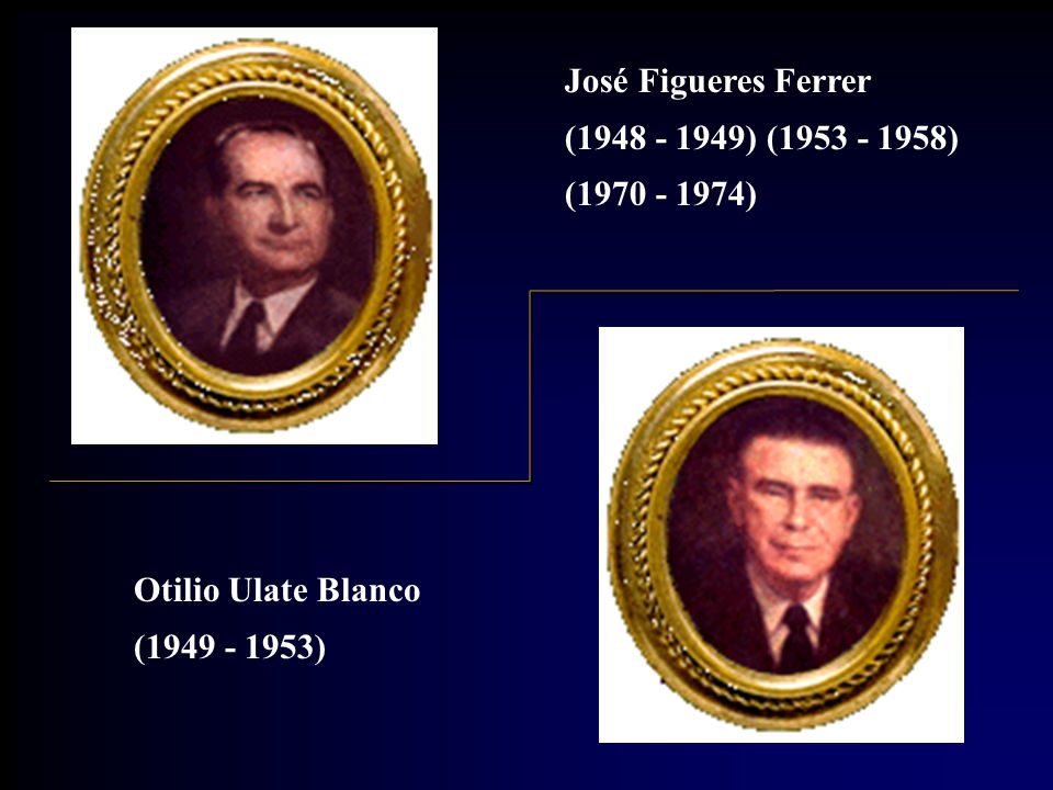 José Figueres Ferrer ( ) ( ) ( ) Otilio Ulate Blanco ( )