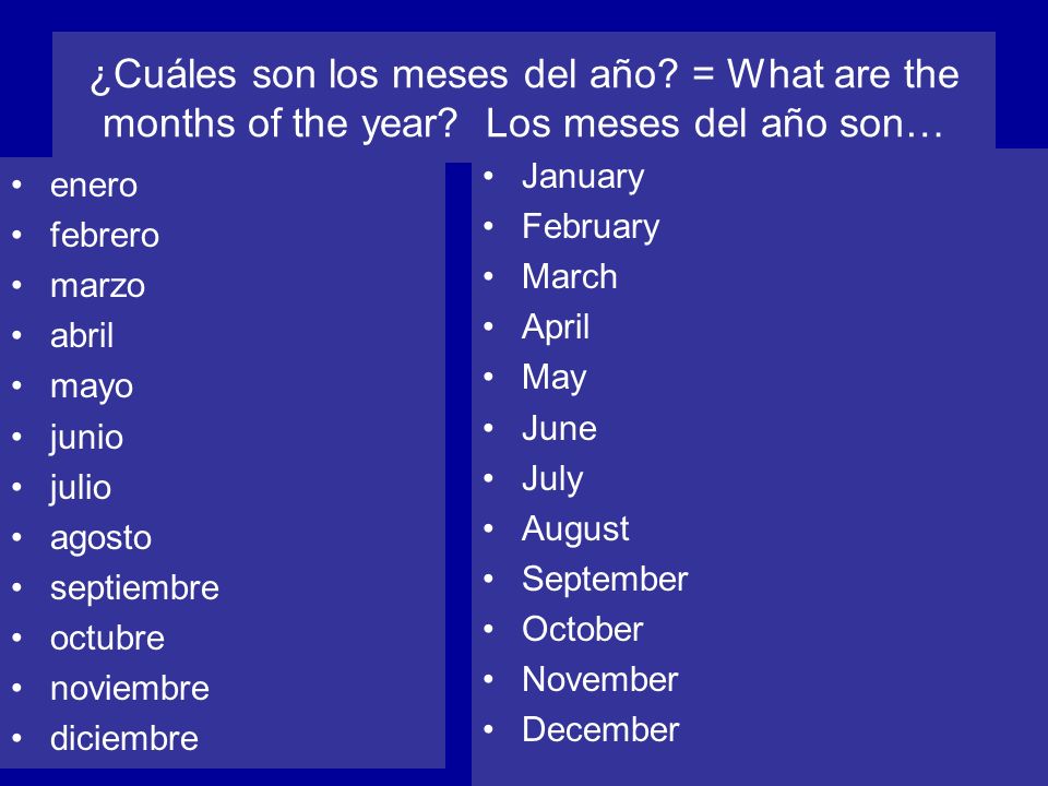 ¿Cuáles son los meses del año. = What are the months of the year