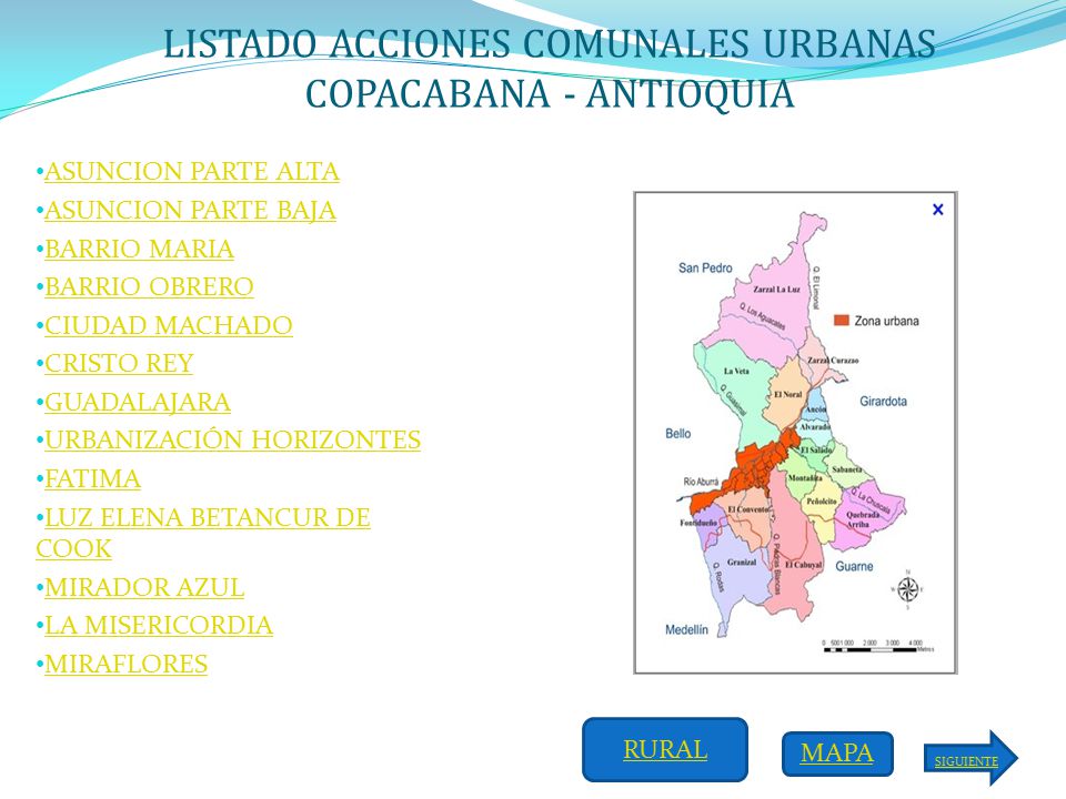 LISTADO ACCIONES COMUNALES URBANAS COPACABANA - ANTIOQUIA
