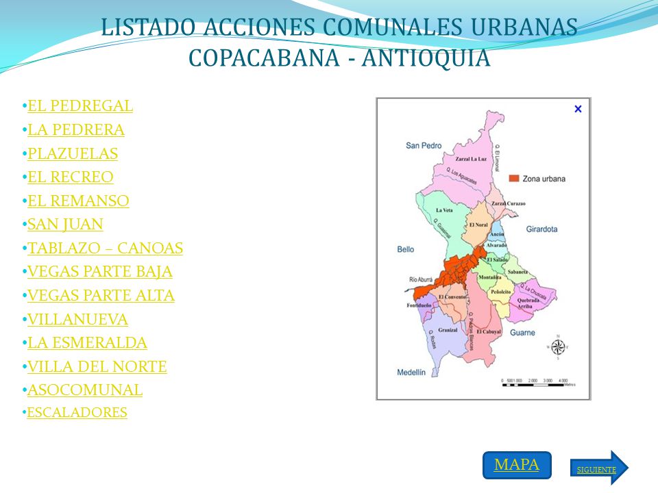 LISTADO ACCIONES COMUNALES URBANAS COPACABANA - ANTIOQUIA