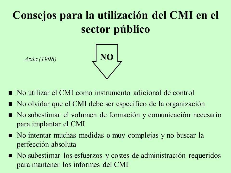 Consejos para la utilización del CMI en el sector público