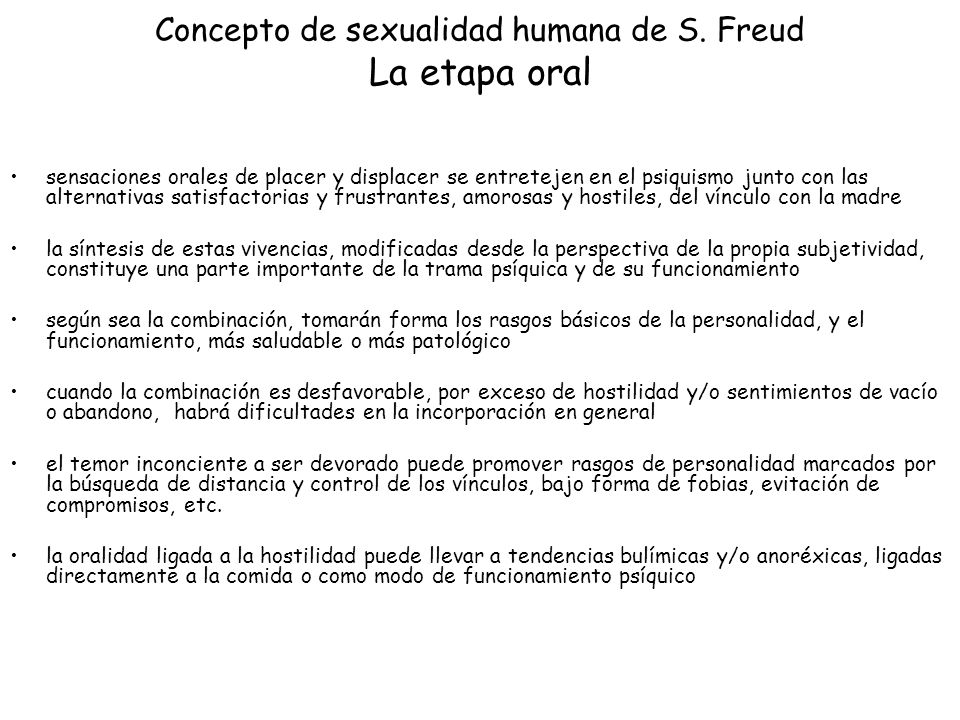 Concepto de sexualidad humana de S. Freud La etapa oral