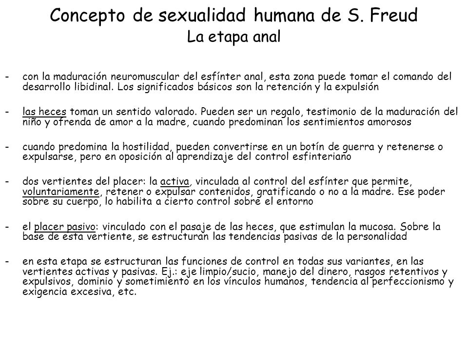 Concepto de sexualidad humana de S. Freud La etapa anal