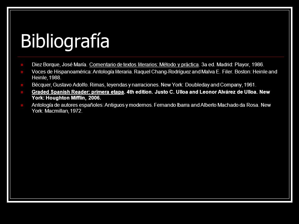 Bibliografía Diez Borque, José María. Comentario de textos literarios: Método y práctica. 3a ed. Madrid: Playor,