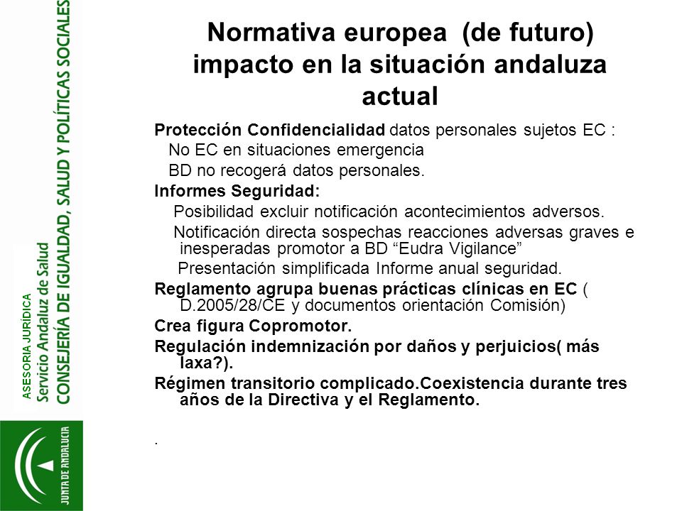 Normativa europea (de futuro) impacto en la situación andaluza actual