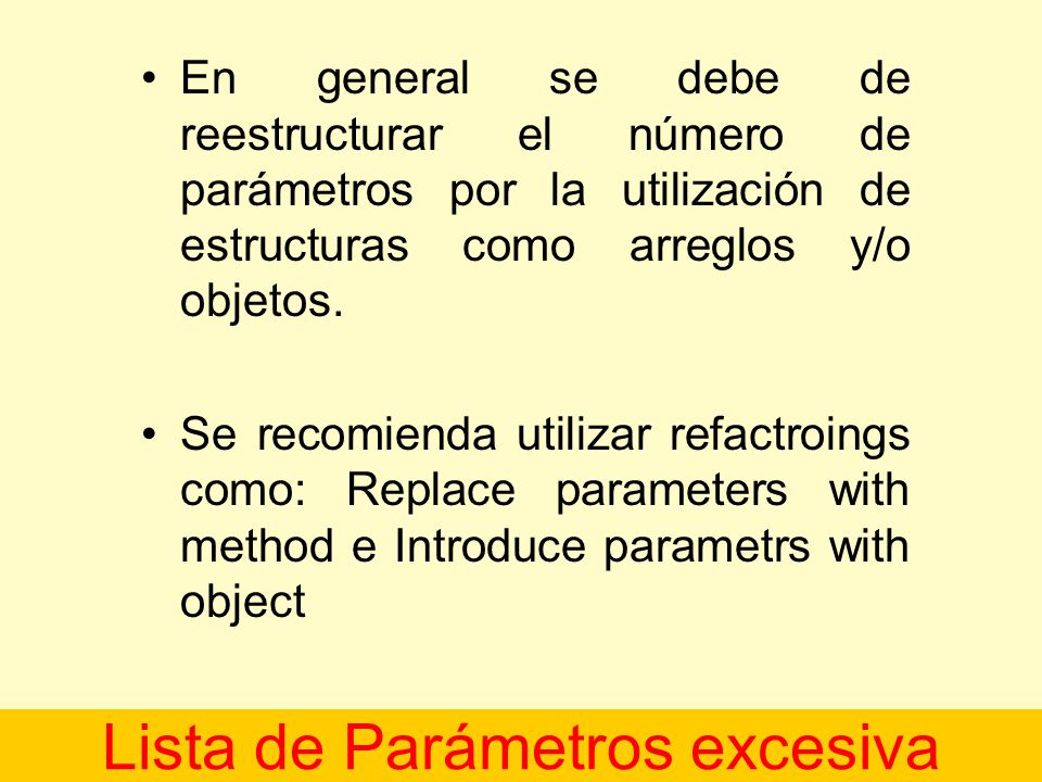 Lista de Parámetros excesiva