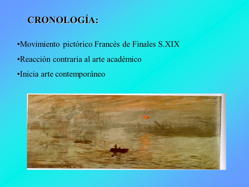 CRONOLOGÍA: Movimiento pictórico Francés de Finales S.XIX