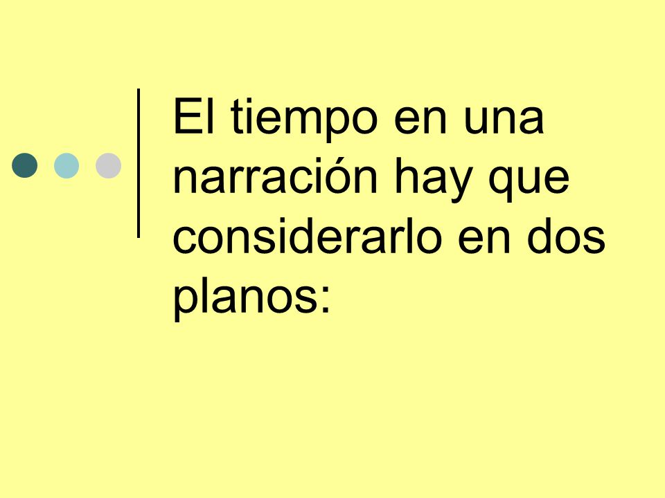 El tiempo en una narración hay que considerarlo en dos planos: