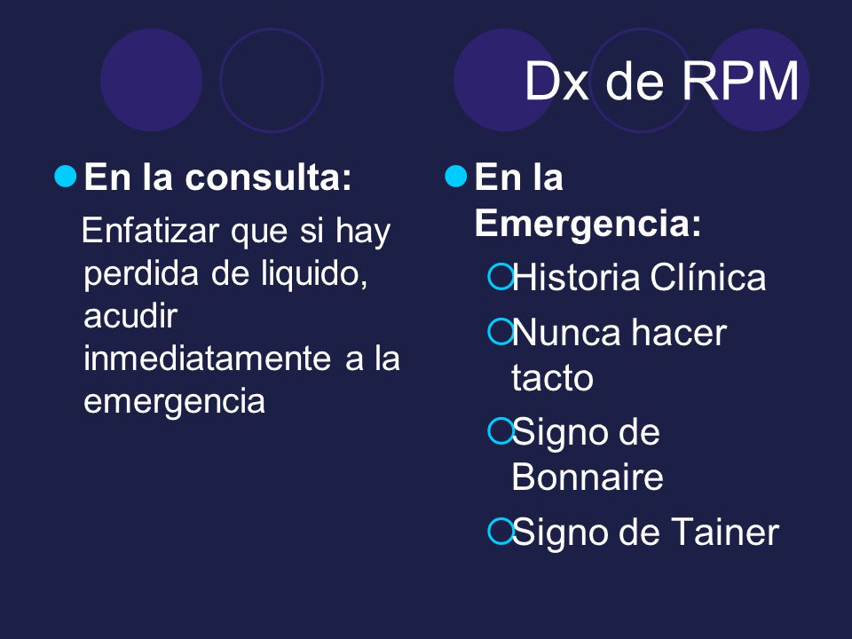 Dx de RPM En la consulta: En la Emergencia: Historia Clínica