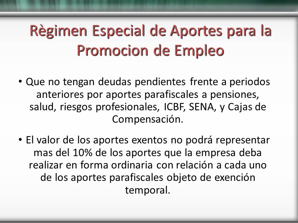 Règimen Especial de Aportes para la Promocion de Empleo