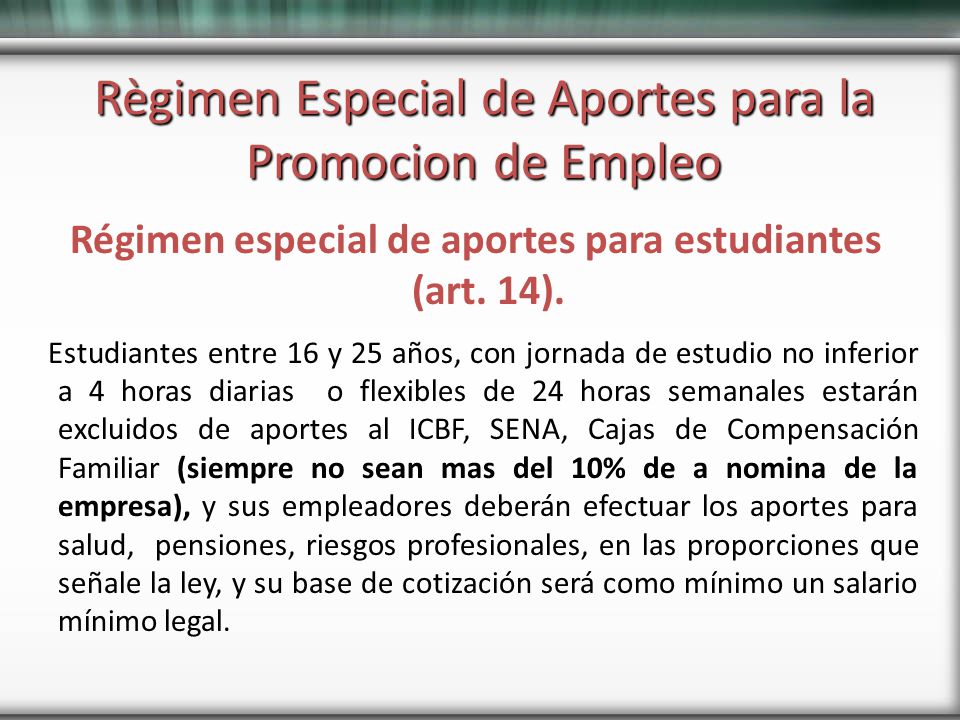 Règimen Especial de Aportes para la Promocion de Empleo