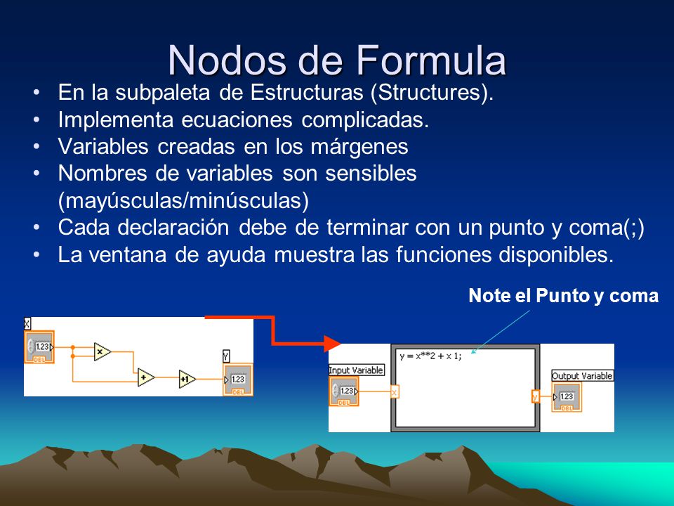 Nodos de Formula En la subpaleta de Estructuras (Structures).