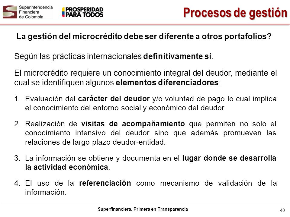 La gestión del microcrédito debe ser diferente a otros portafolios
