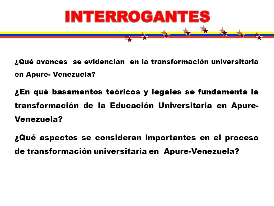INTERROGANTES ¿Qué avances se evidencian en la transformación universitaria en Apure- Venezuela