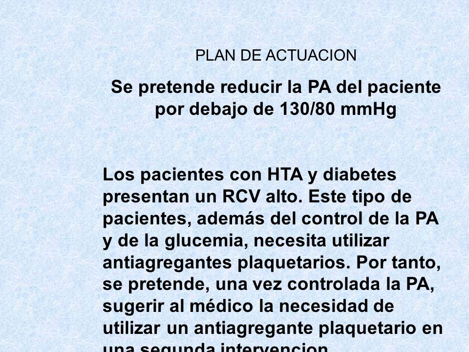 Se pretende reducir la PA del paciente por debajo de 130/80 mmHg
