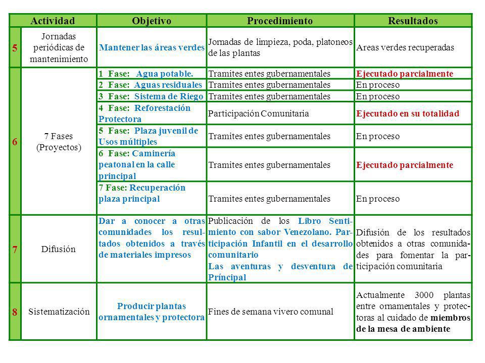 Mantener las áreas verdes Producir plantas ornamentales y protectora