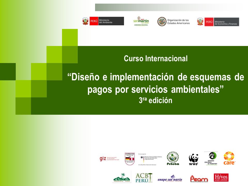 Curso Internacional Diseño e implementación de esquemas de pagos por servicios ambientales 3ra edición.
