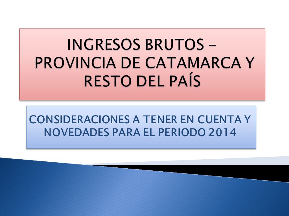 INGRESOS BRUTOS - PROVINCIA DE CATAMARCA Y RESTO DEL PAÍS