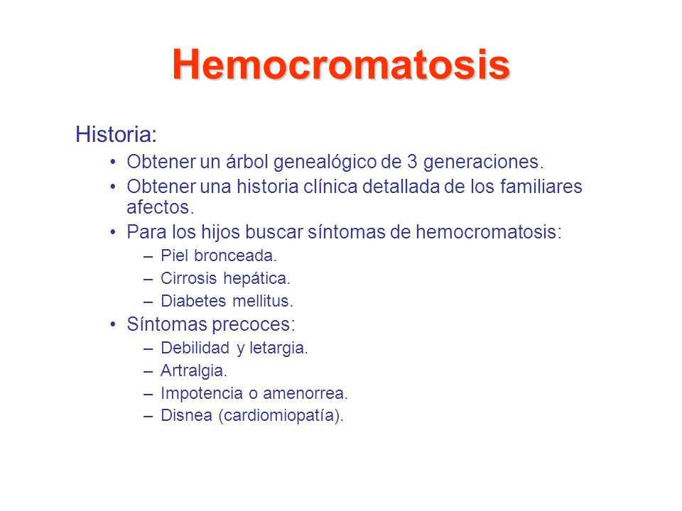 Hemocromatosis Historia: