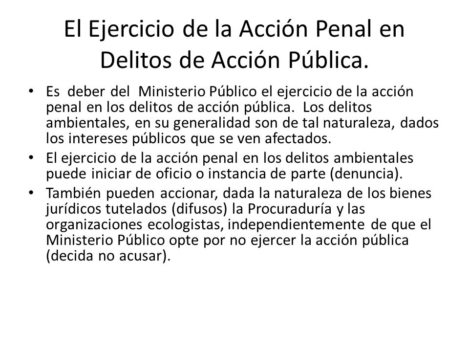 El Ejercicio de la Acción Penal en Delitos de Acción Pública.