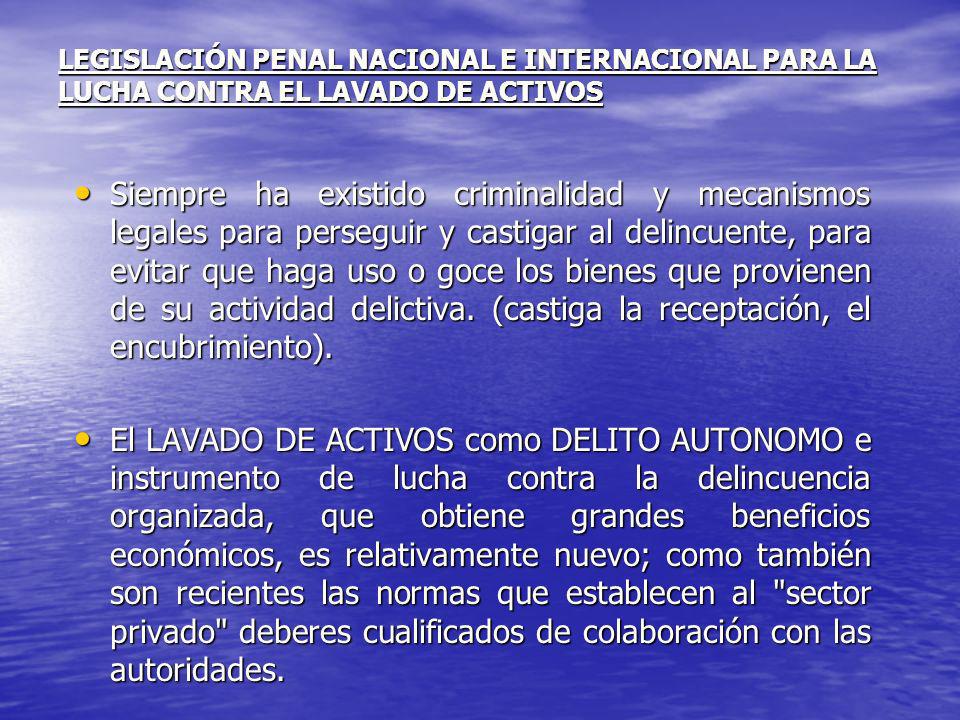LEGISLACIÓN PENAL NACIONAL E INTERNACIONAL PARA LA LUCHA CONTRA EL LAVADO DE ACTIVOS