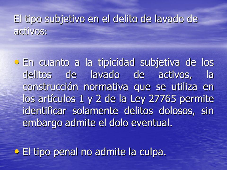 El tipo subjetivo en el delito de lavado de activos: